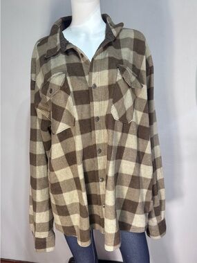 Men’s Wrangler 3XL Brown Plaid Button-Up Shirt